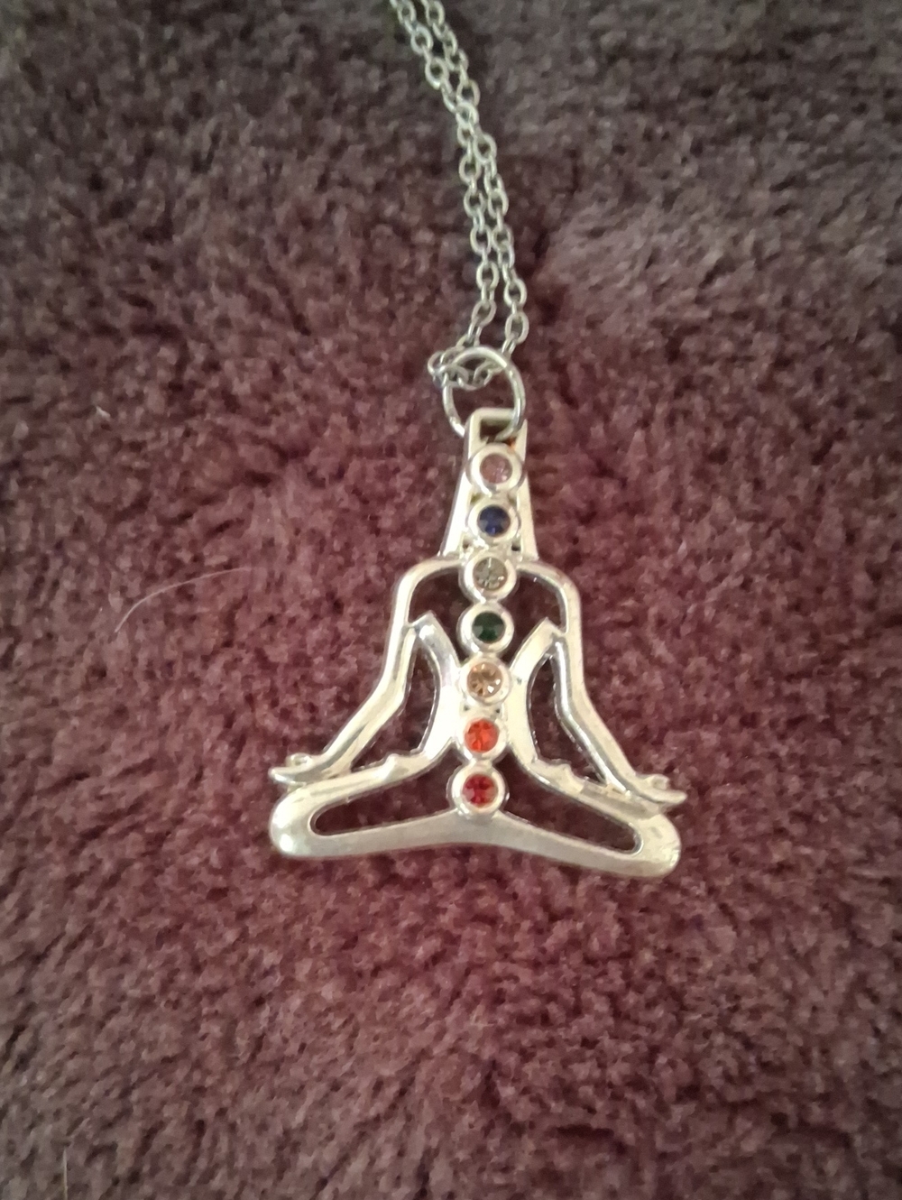 Silver Chakra Meditation Pendant Necklace - Women Jewelry